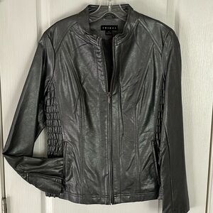 Like New TRIBAL Vegan Leather Moto Jacket Gunmetal Gray Womens sz 6